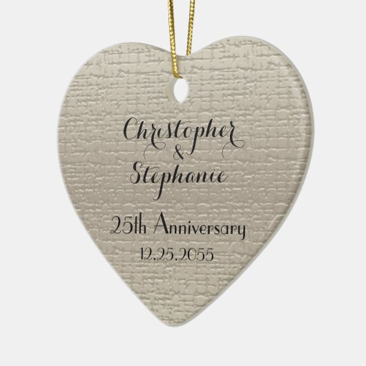 Ornement En Céramique Simple Custom Elegant Coeur Anniversaire Noël (Gauche)