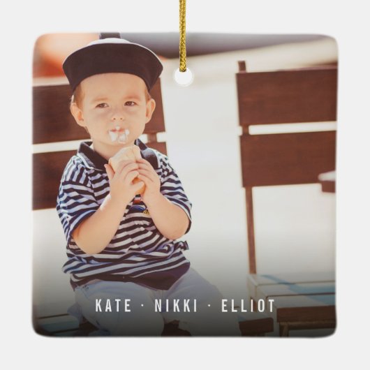 Ornement En Céramique Simple double photo moderne Noël (Dos)