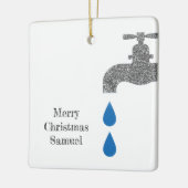 Ornement En Céramique Simple Faucet Plumber Blanc Joyeux Noël (Gauche)