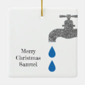 Ornement En Céramique Simple Faucet Plumber Blanc Joyeux Noël (Dos)