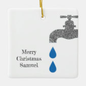 Ornement En Céramique Simple Faucet Plumber Blanc Joyeux Noël (Devant)