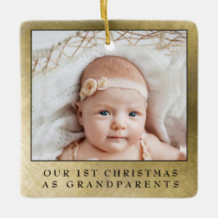 Ornement En Céramique Simple Gold First Christmas Grand-parents 2 Photos