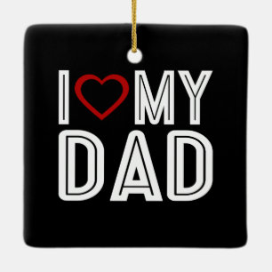 Ornement En Céramique Simple J'Aime Le Coeur Ma Typographie Papa   Ornem