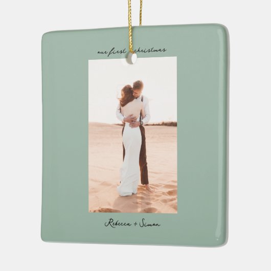 Ornement En Céramique Simple Minimalist Script Photo (Gauche)