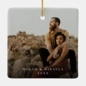 Ornement En Céramique Simple moderne élégant Engagé 2 Photo Noël (Dos)