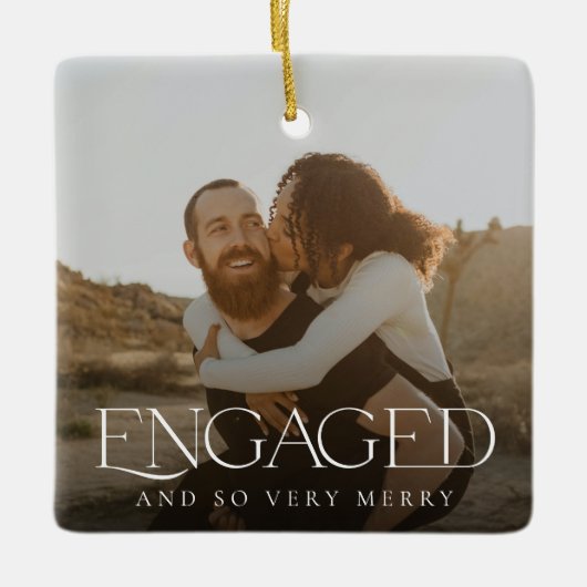 Ornement En Céramique Simple moderne élégant Engagé 2 Photo Noël (Devant)