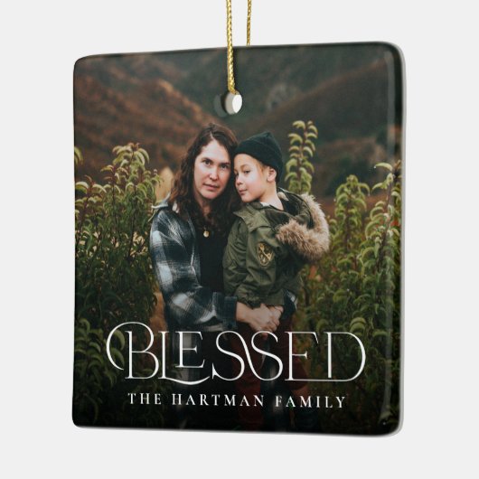Ornement En Céramique Simple moderne élégante bienheureuse 2 Photo Noël (Gauche)