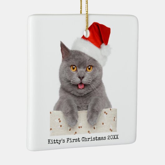 Ornement En Céramique Simple Noël Simple moderne photo de chat (Droite)