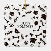 Ornement En Céramique Simple Noël Simple moderne photo de chat (Dos)