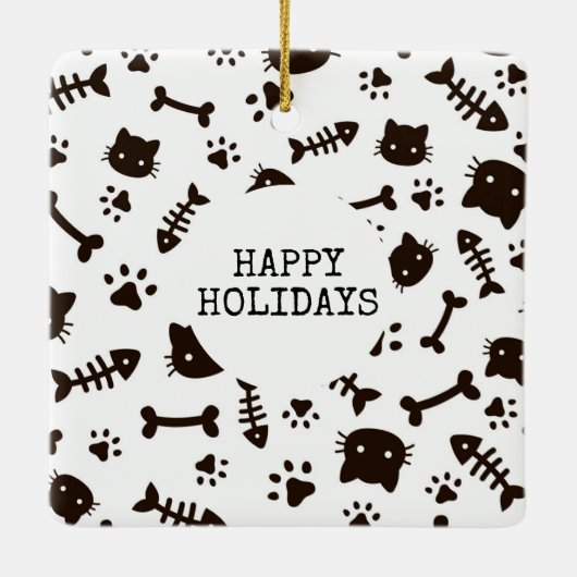 Ornement En Céramique Simple Noël Simple moderne photo de chat (Dos)