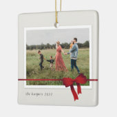 Ornement En Céramique Simple Red Bow Photo Noël (Gauche)