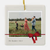 Ornement En Céramique Simple Red Bow Photo Noël (Devant)