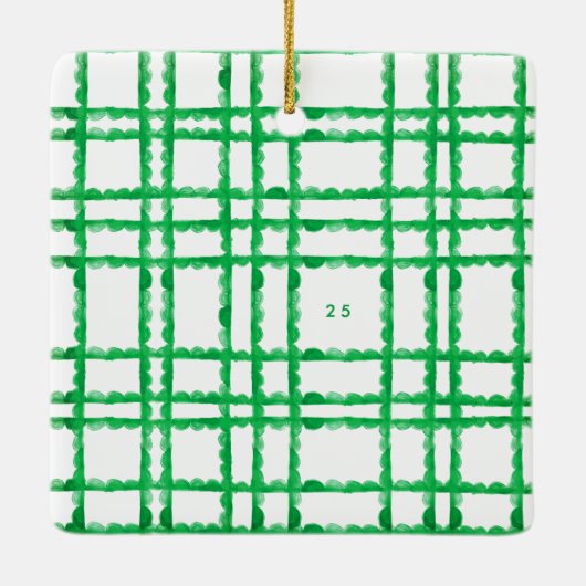 Ornement En Céramique simple retro cadre vert photo carré noël (Dos)