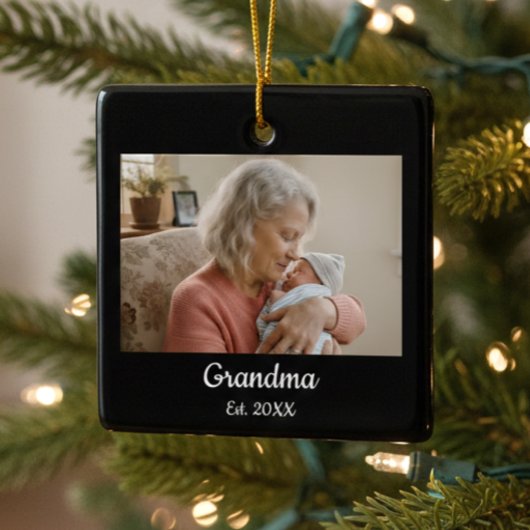 Ornement En Céramique Simple Script Grandma Est.Photo Year Phone Case