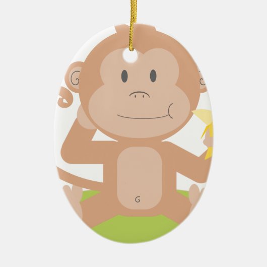 Ornement En Céramique Singe mangeant la banane (Devant)