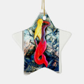 Ornement En Céramique sirène blonde en rouge (Droite)