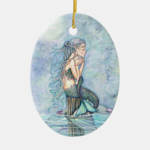 Ornement En Céramique Sirène des Eaux Calmes Fête pour Maman et Bébé