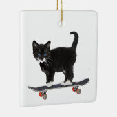 Ornement En Céramique Skateboard Cat (Droite)