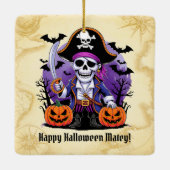 Ornement En Céramique Skeleton Pirate Happy Halloween Matey (Dos)