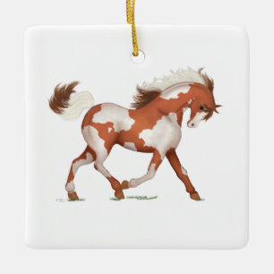 Ornement En Céramique Skewbald Overn Paint Horse Pony Mémorial