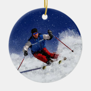 Ornement En Céramique Ski emballant en bas de la montagne