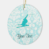 Ornement En Céramique Ski turquoise de neige (Gauche)