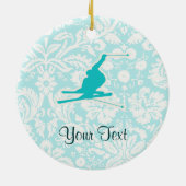 Ornement En Céramique Ski turquoise de neige (Dos)