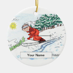 Ornement En Céramique Skier, Neige - Homme