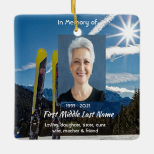 Ornement En Céramique Skieur chrétien Ski Memorial Cadeau