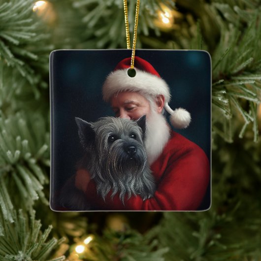 Ornement En Céramique Skye Terrier avec Noël Festif du Père Noël (Arbre)