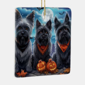 Ornement En Céramique Skye Terrier Halloween Éffrayant (Droite)