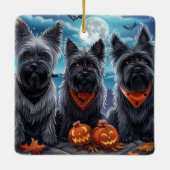 Ornement En Céramique Skye Terrier Halloween Éffrayant (Dos)