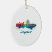 Ornement En Céramique Skyline Singapour V2 en aquarelle (Droite)