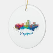 Ornement En Céramique Skyline Singapour V2 en aquarelle (Gauche)