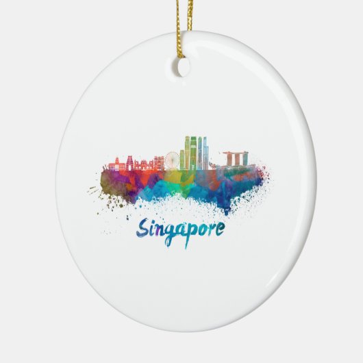 Ornement En Céramique Skyline Singapour V2 en aquarelle (Gauche)