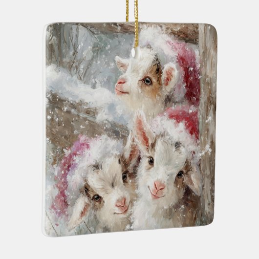 Ornement En Céramique Snow Babies Christmas Goats 10 - YOUR PHOTO (Droite)