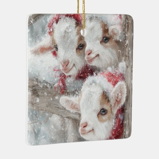 Ornement En Céramique Snow Babies Christmas Goats 11 - YOUR PHOTO (Droite)