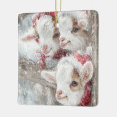 Ornement En Céramique Snow Babies Christmas Goats 11 - YOUR PHOTO (Gauche)