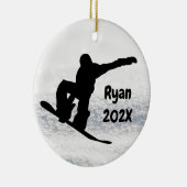 Ornement En Céramique Snowboard Noël noir sur neige (Droite)