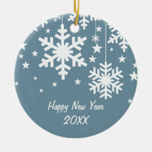 Ornement En Céramique Snowflakes et Stars Ornament, Bleu