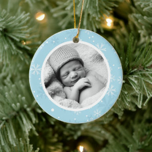 Ornement En Céramique Snowflakes Motif Photo Noël