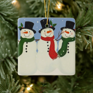 Ornement En Céramique Snowman
