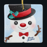 Ornement en céramique Snowman<br><div class="desc">Ornement en céramique Snowman Apportez beaucoup plus de joie de vacances à votre arbre avec un ornement en céramique personnalisée. Ajoutez vos photos préférées,  images et messages personnels sur les 2 faces de l'ornement. Un brin de fil doré permet d'afficher ce magnifique souvenir facilement.</div>