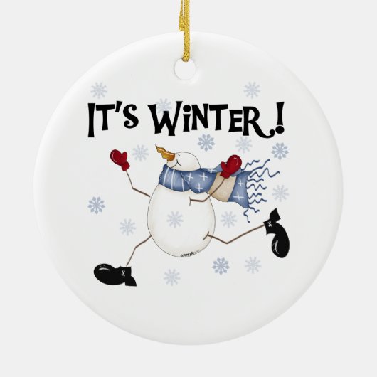 Ornement En Céramique Snowman c'est l'ornement d'hiver (Dos)