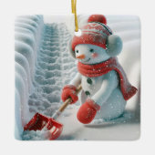 Ornement En Céramique Snowman De Noël Avec Chaussure Rouge (Devant)