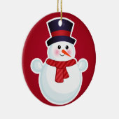 Ornement En Céramique Snowman de Noël sur l'Arrière - plan rouge (Droite)