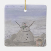 Ornement En Céramique Snowman Froide À La Plage (Dos)