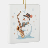 Ornement En Céramique Snowman Jouer au saxophone (Droite)