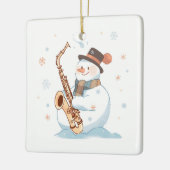 Ornement En Céramique Snowman Jouer au saxophone (Gauche)
