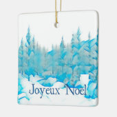 Ornement En Céramique Snowy Blue Trees - Joyeux Noël (Gauche)
